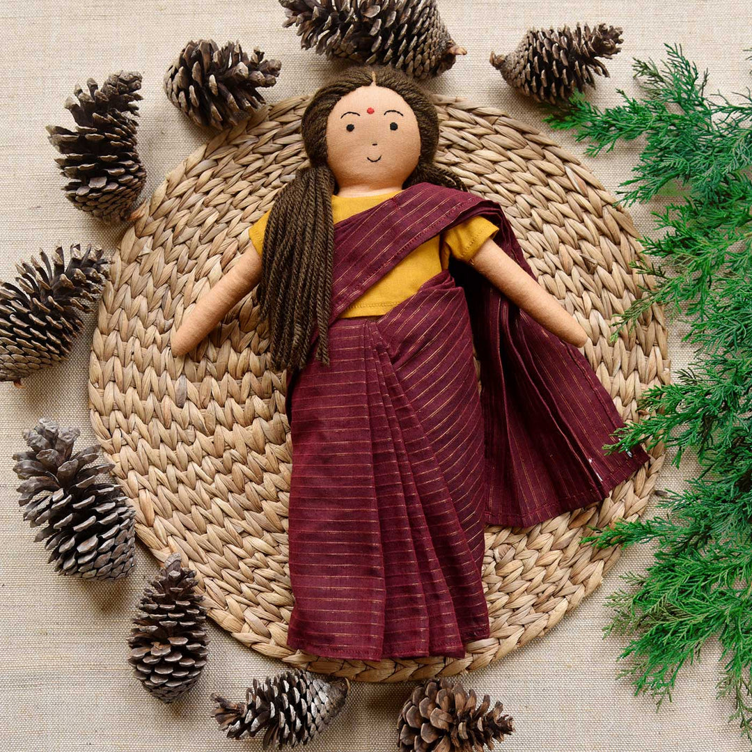 Nilah's Amma (Mother) In Saree | Soft Hand-Stitched Sustainable Indian Play Doll