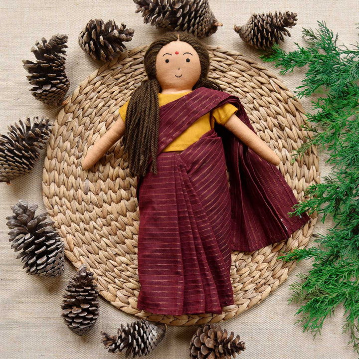 Nilah's Amma (Mother) In Saree | Soft Hand-Stitched Sustainable Indian Play Doll