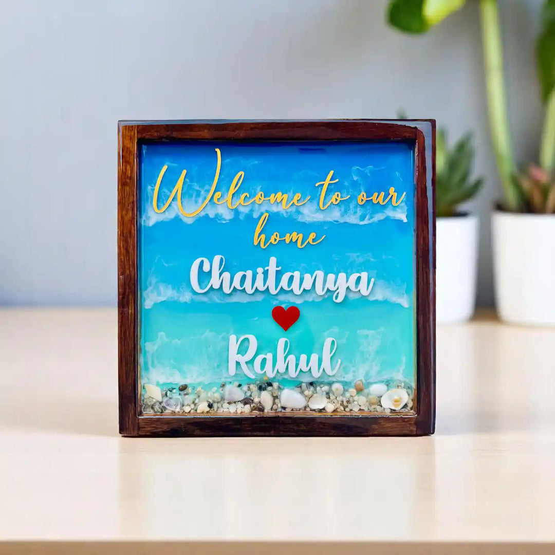 Personalized Square Ocean Theme Resin Name Plate