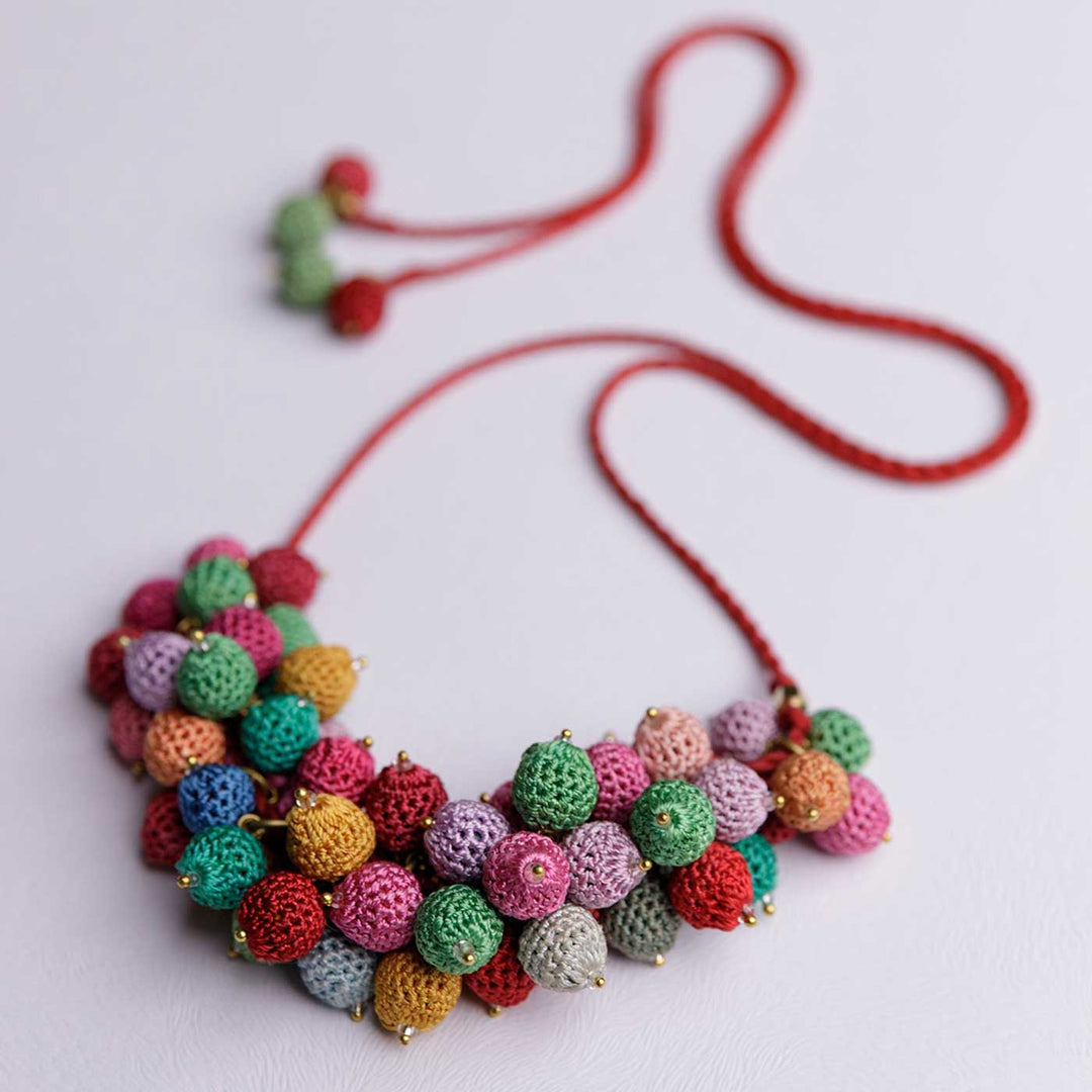 Handmade Crochet Multicolor Guldasta Necklace