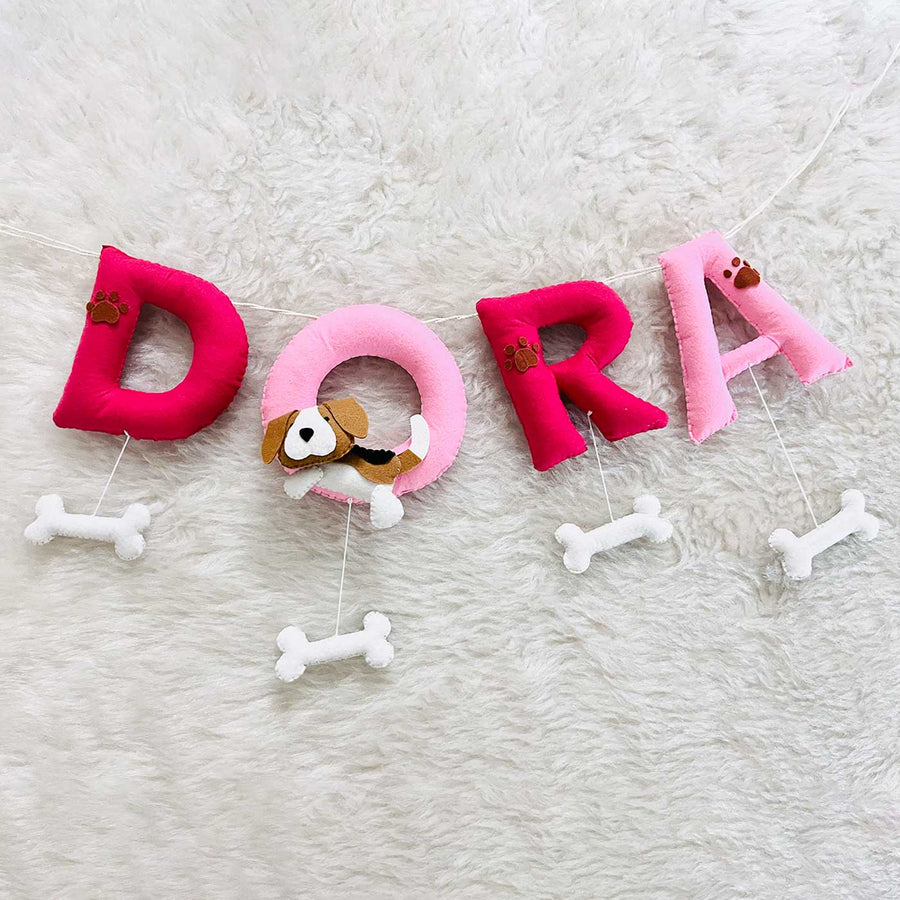 Handcrafted Personalized Doggo Themed Bunting For Kids - Name Personalization with Hanging Decorations