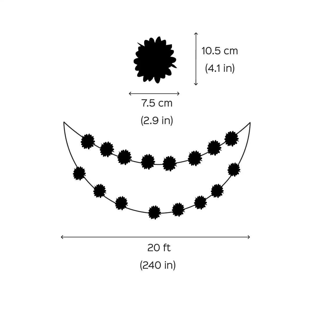 Eco-Friendly Daisy Flower And Leaves Design Paper Bunting
