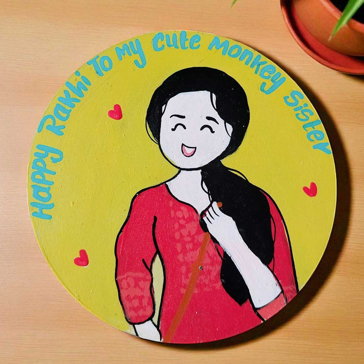 Photo Personalized Hand-Painted Sister Design Mdf Wood Fridge Magnet