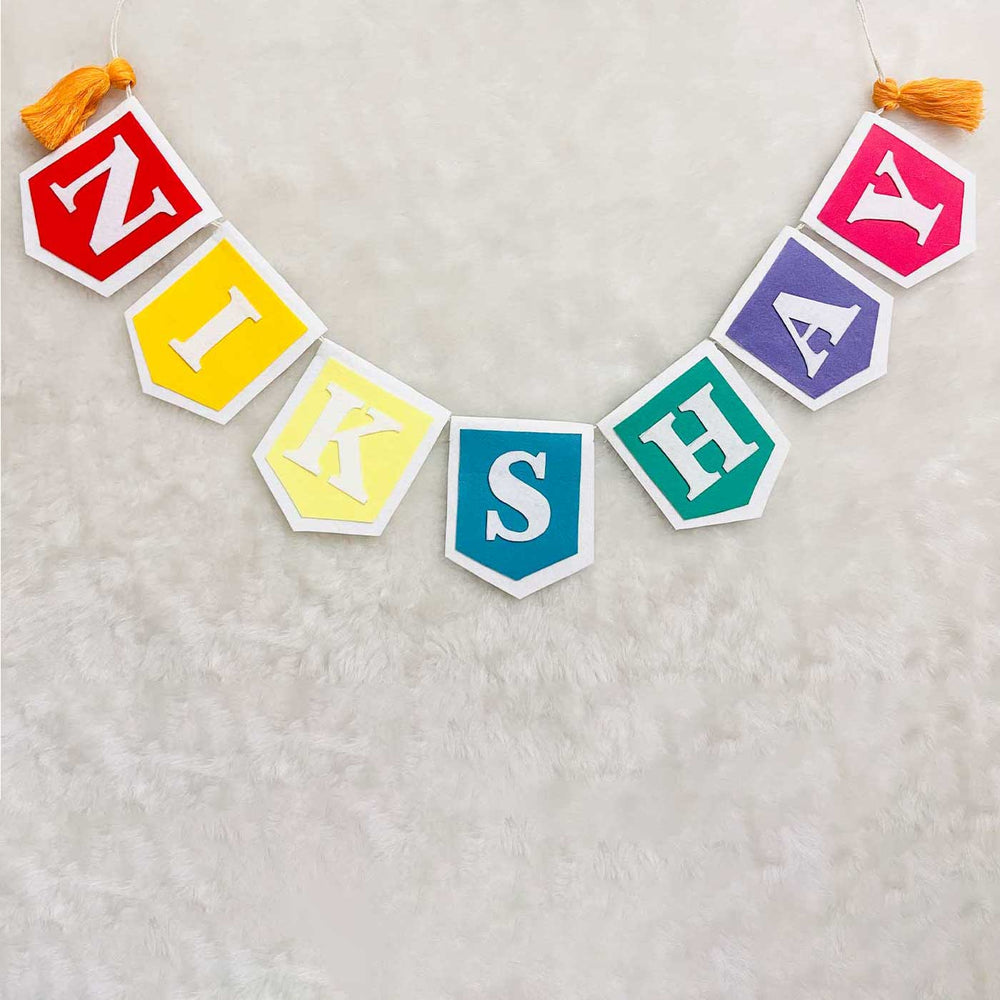 Handcrafted Personalized Flag Themed Bunting For Kids - Hanging Alphabet Banner Close-up