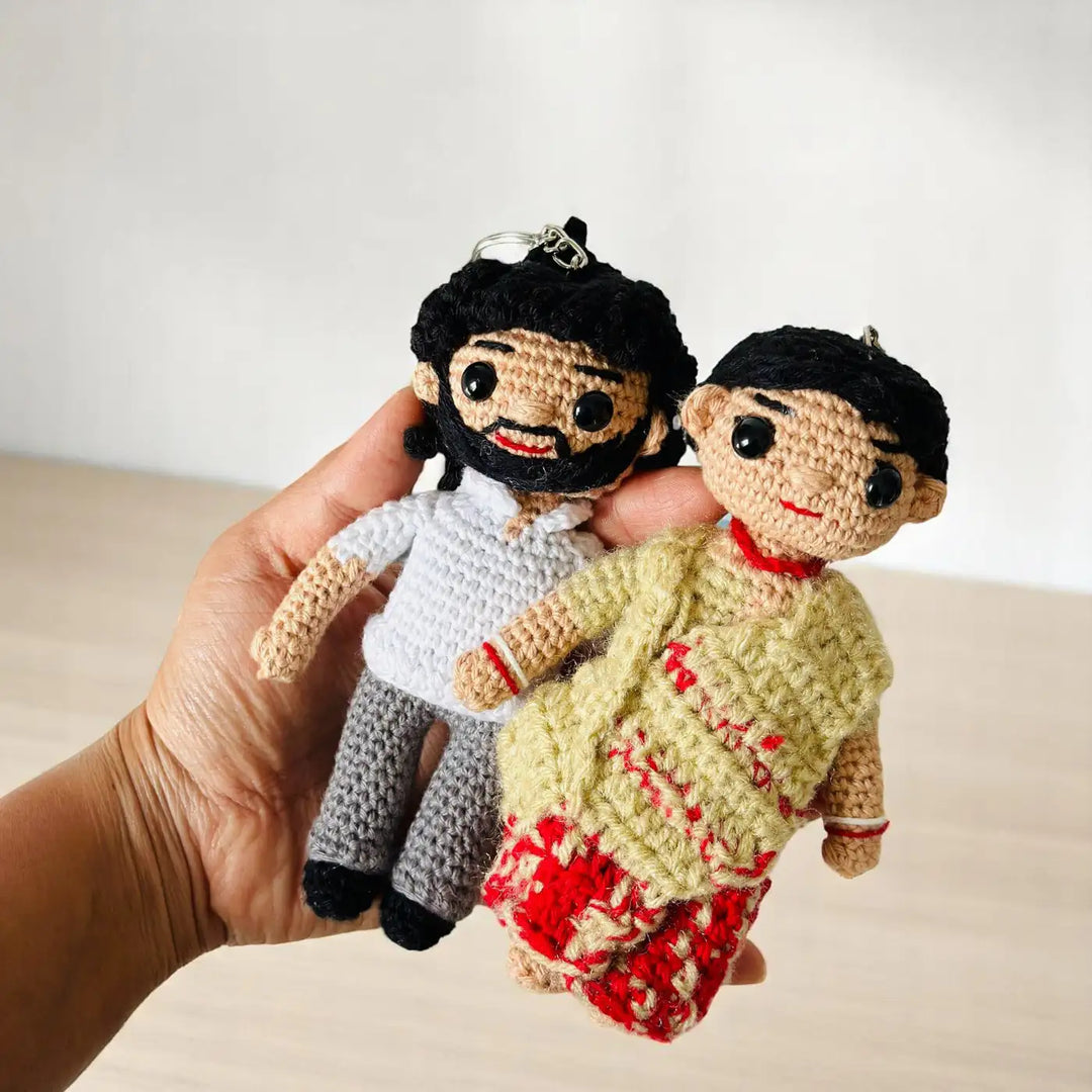Photo Personalized Handmade Crochet Cotton Replica Doll | Set Of 2