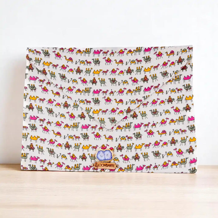 Zoo Print Cotton Ecofriendly iPad Envelope Sleeve With Agate| 12 x 9 inch