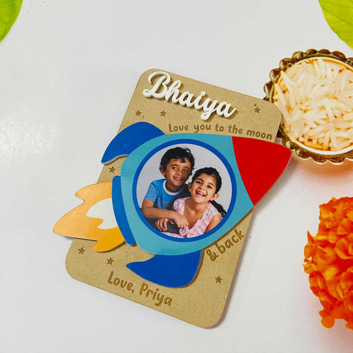 Photo Personalized Handmade Rocket Theme Mdf Wood Fridge Magnet For Brother