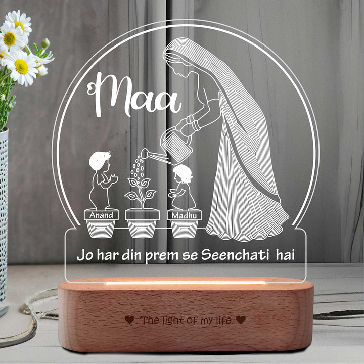 Personalized Mom The One Who Makes Life Bloom Theme Acrylic Lamp For Mothers
