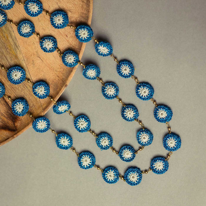 Handmade Crochet Blue Avani Necklace