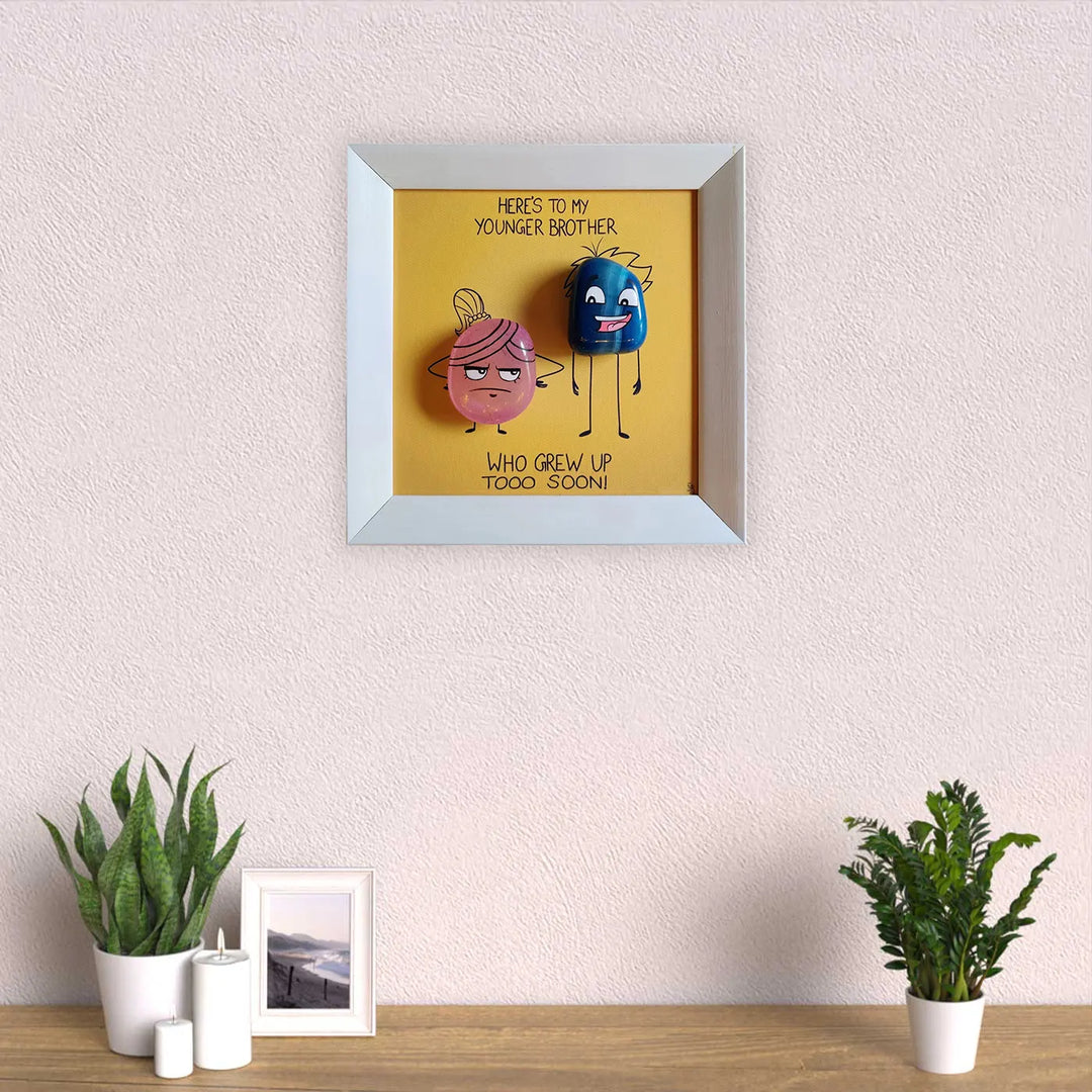 Personalized Pebble Art "Grew Up Too Soon" Wooden Decorative Plaque For Siblings