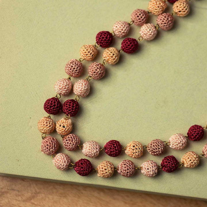 Handmade Crochet Rust Deslight Beaded Necklace