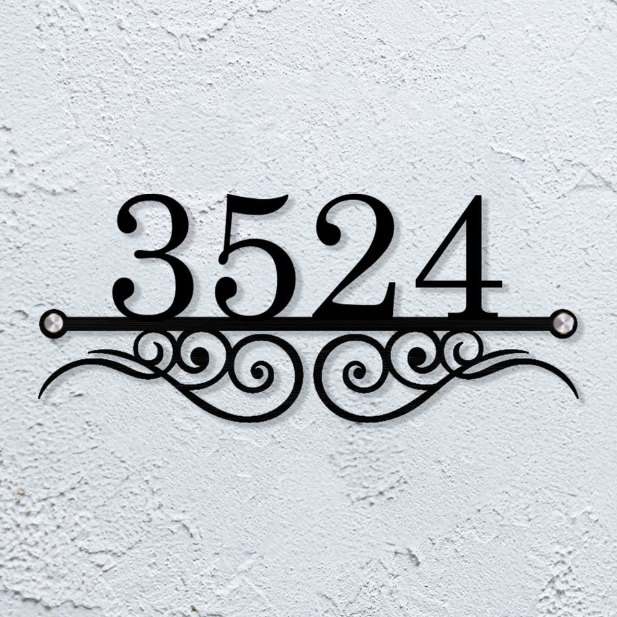 Personalized Laser Cut Elegant Design Steel Name Plate 20 - Front View Mounted on Wall