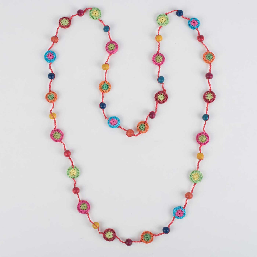 Handmade Crochet Multicolor Tiki Beads Mela Necklace