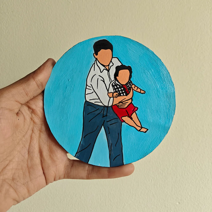 Photo Personalized Hand-Painted Happy Father Theme MDF Wood Fridge Magnet