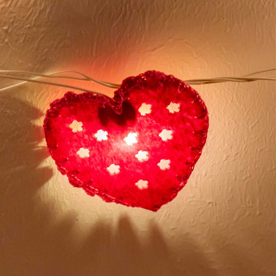 Handmade Crochet Heart Design Felt Fairy Light