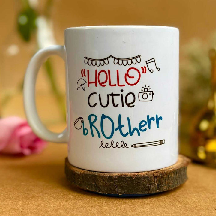 Photo Personalized Printed Cute Rakhi Hamper For Brother Includes 1 Plaque 1 Rakhi And 1 Mug New - Mug Front Design Close-up