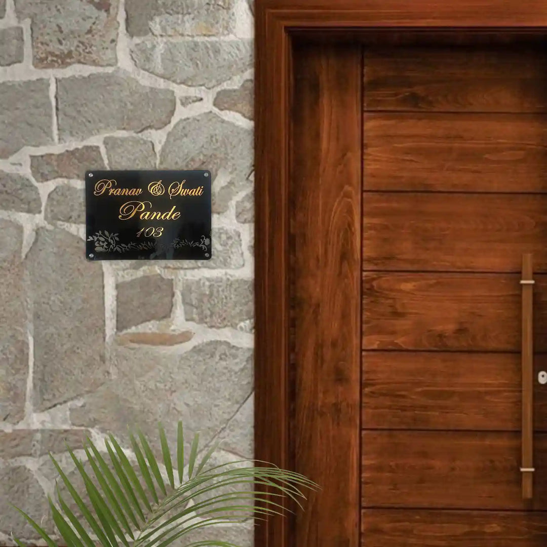 Personalized Handmade Flower Jali Design Acrylic Name Plate