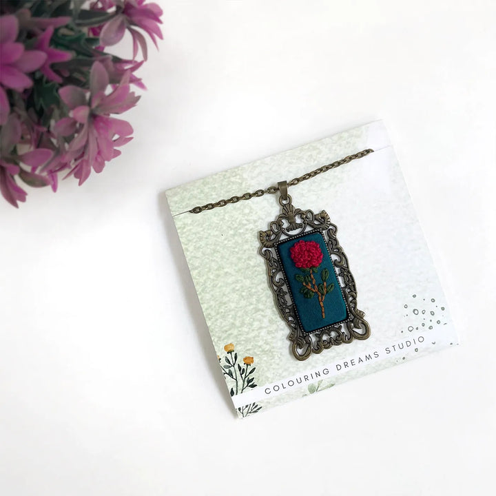 Hand Embroidered Whispered Memory Antique Finish Necklace