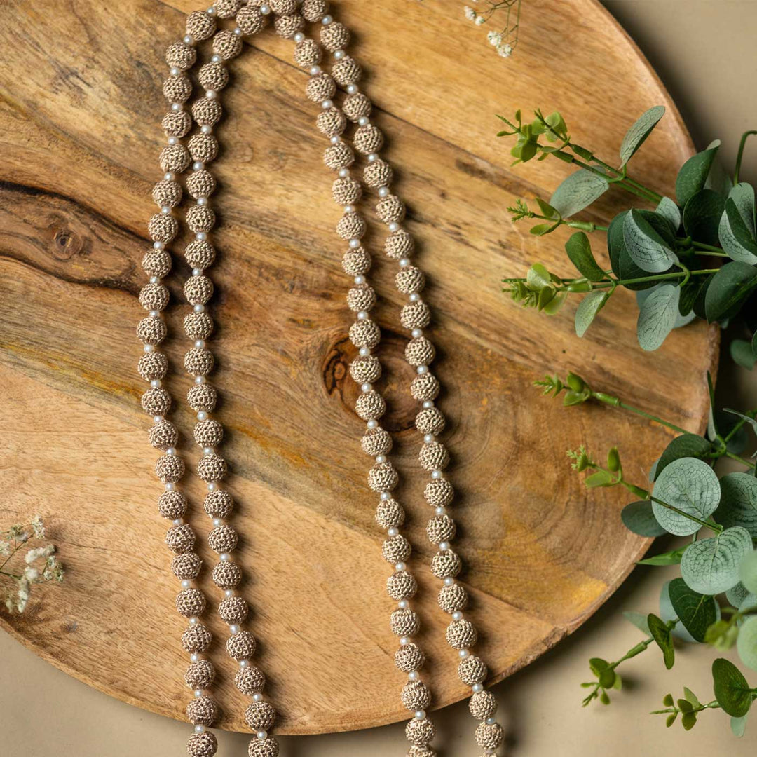 Handmade Crochet Rose Shimmer Vrishti Necklace