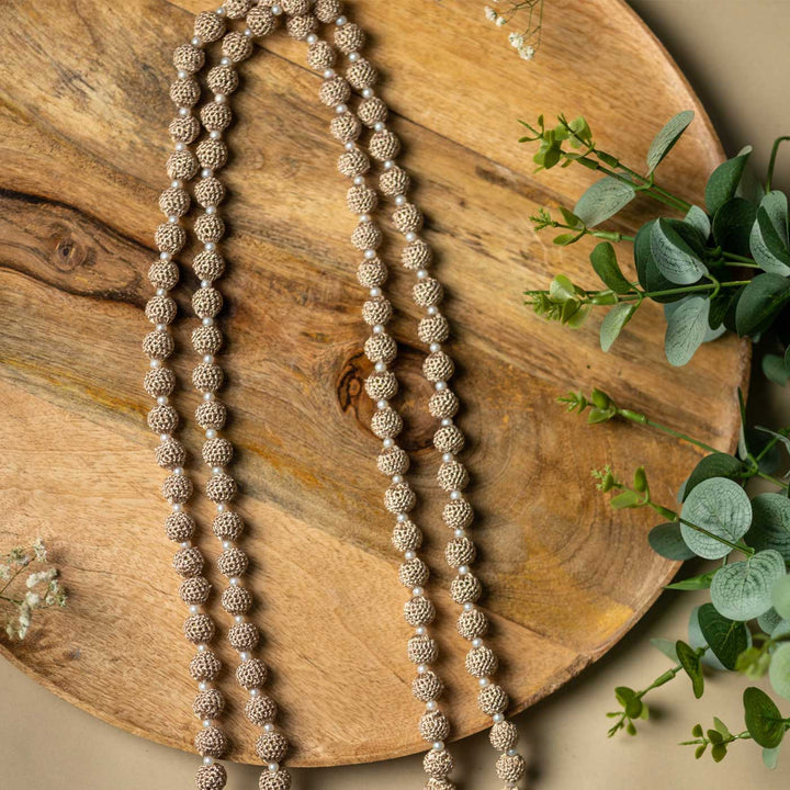 Handmade Crochet Rose Shimmer Vrishti Necklace