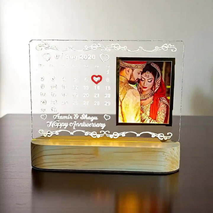 Photo Personalized Printed Calendar Design Acrylic Table Lamp