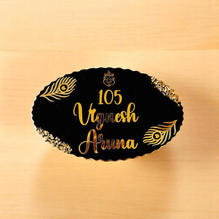 Personalized Oval Black Resin Name Plate