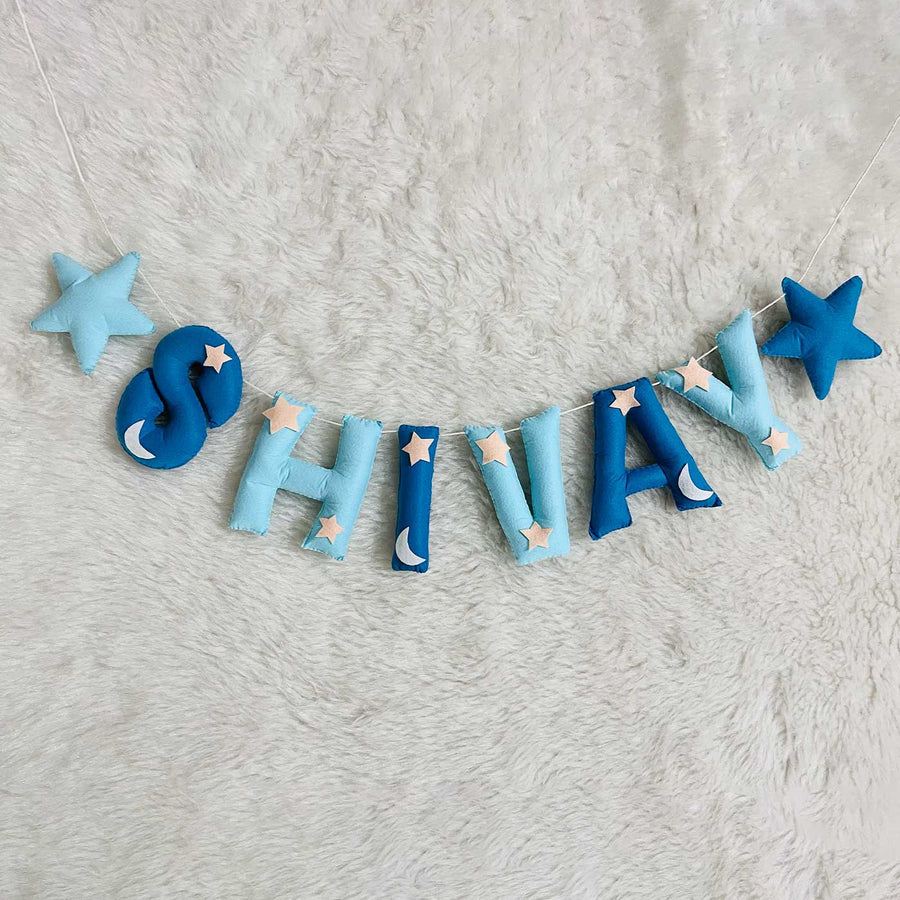 Handcrafted Personalized Star Themed Bunting For Kids - Name Personalization Example Hanging