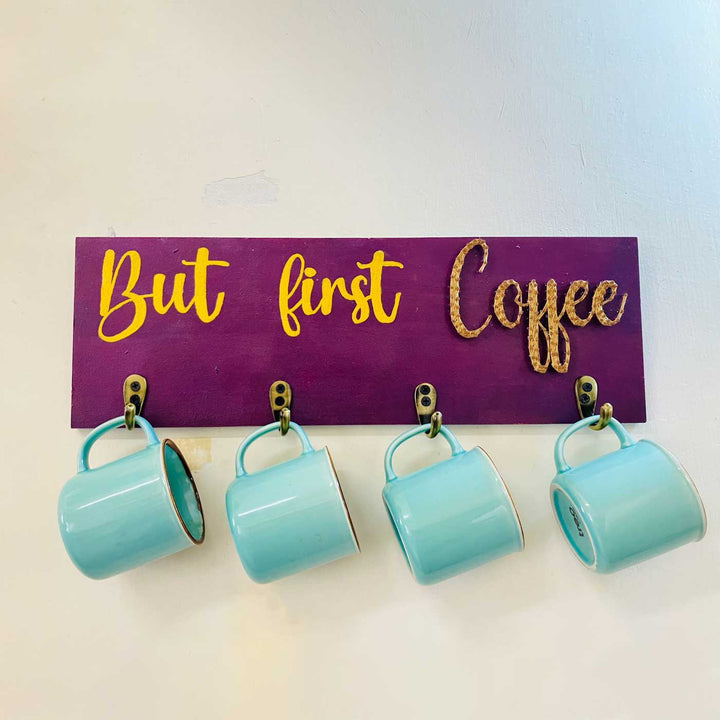 Handmade String Art "But First, Coffee" Mdf Wood Mug Holder