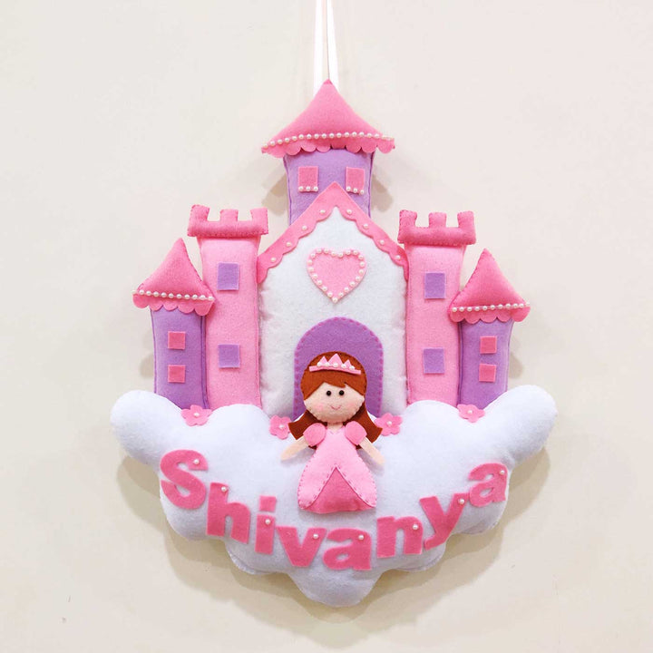 Personalized Handmade Princess & Castle Theme Felt Kids Name Plate