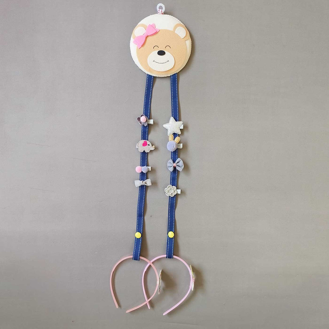 Handmade Teddy Theme Felt Hair Clip Organiser