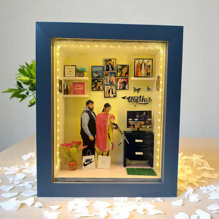 12 x 10 Inches | Photo Personalized Handmade Anniversary Theme MDF Wood Decorative Plaque With Lights