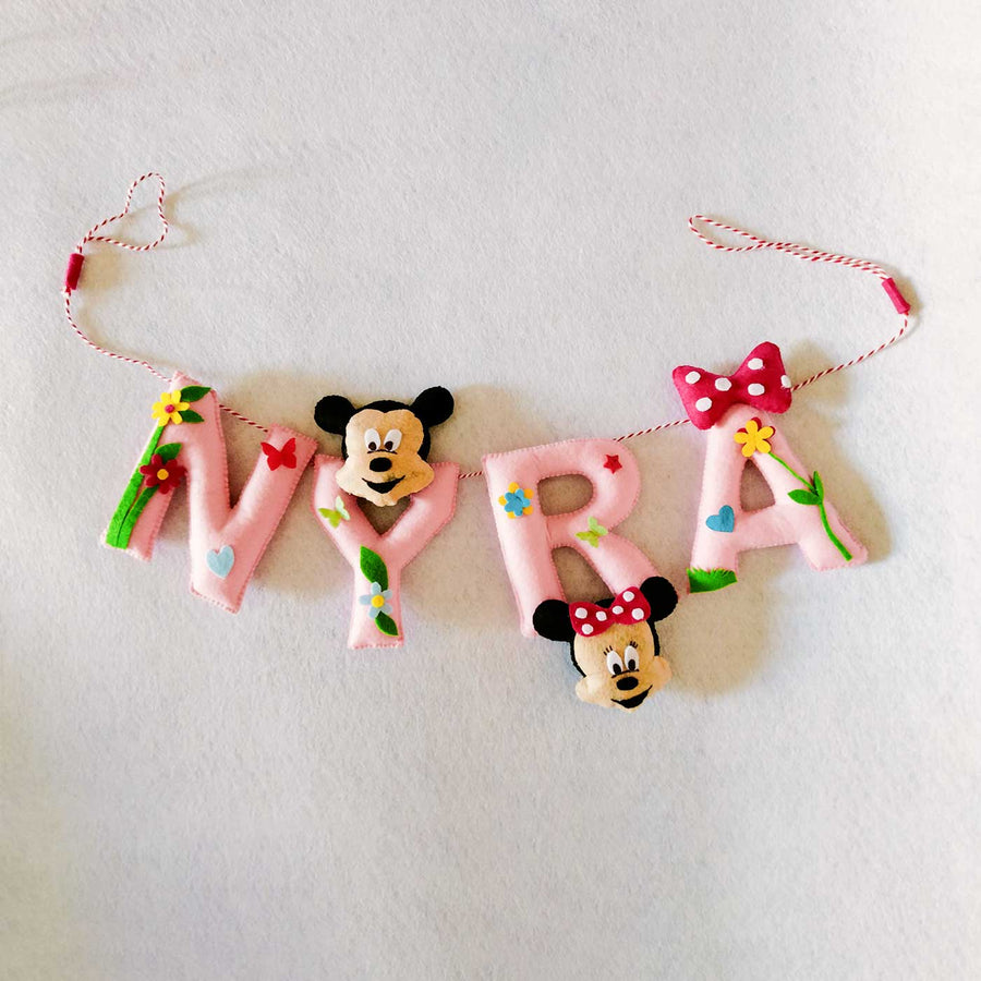 Personalized Mickey Mouse Theme Felt Bunting - Name Personalization Example Hanging