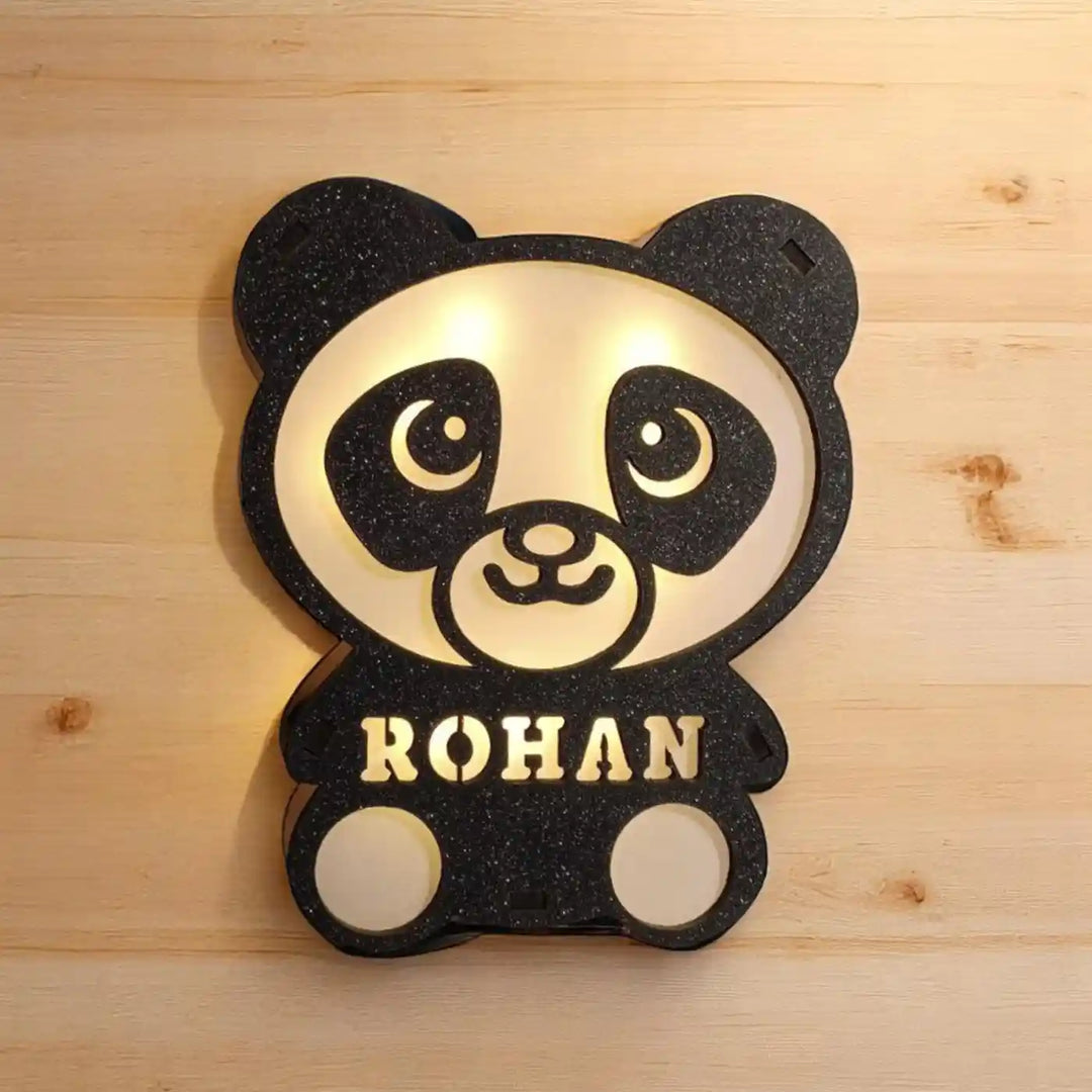 Personalized Panda Theme Wooden Table Lamp