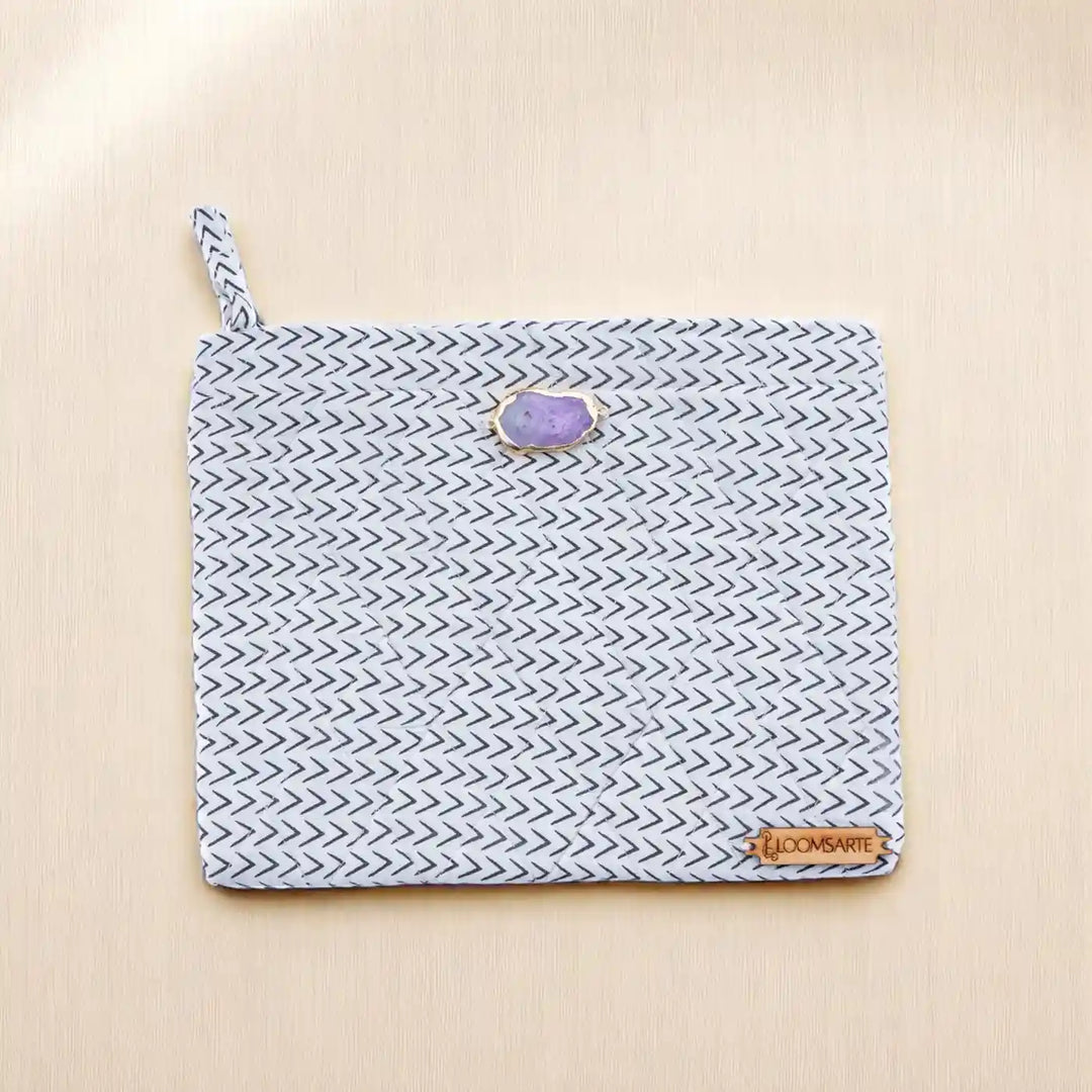 Black And White Cotton Ecofriendly Travel Pouch Multipurpose Organizer | 9 x 7 inch