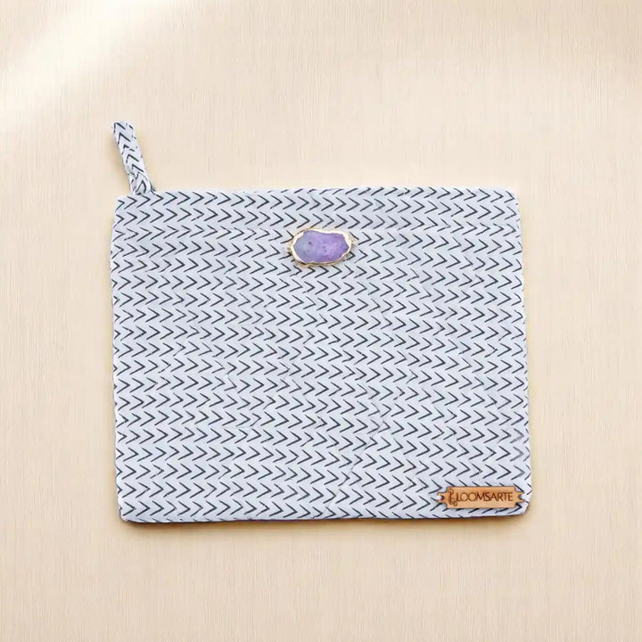 Black And White Cotton Ecofriendly Travel Pouch Multipurpose Organizer | 9 x 7 inch