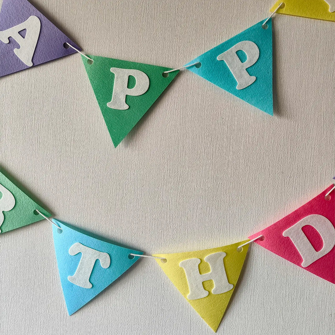 Handmade Flag Design Felt Happy Birthday Banner