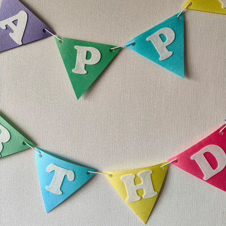 Handmade Flag Design Felt Happy Birthday Banner