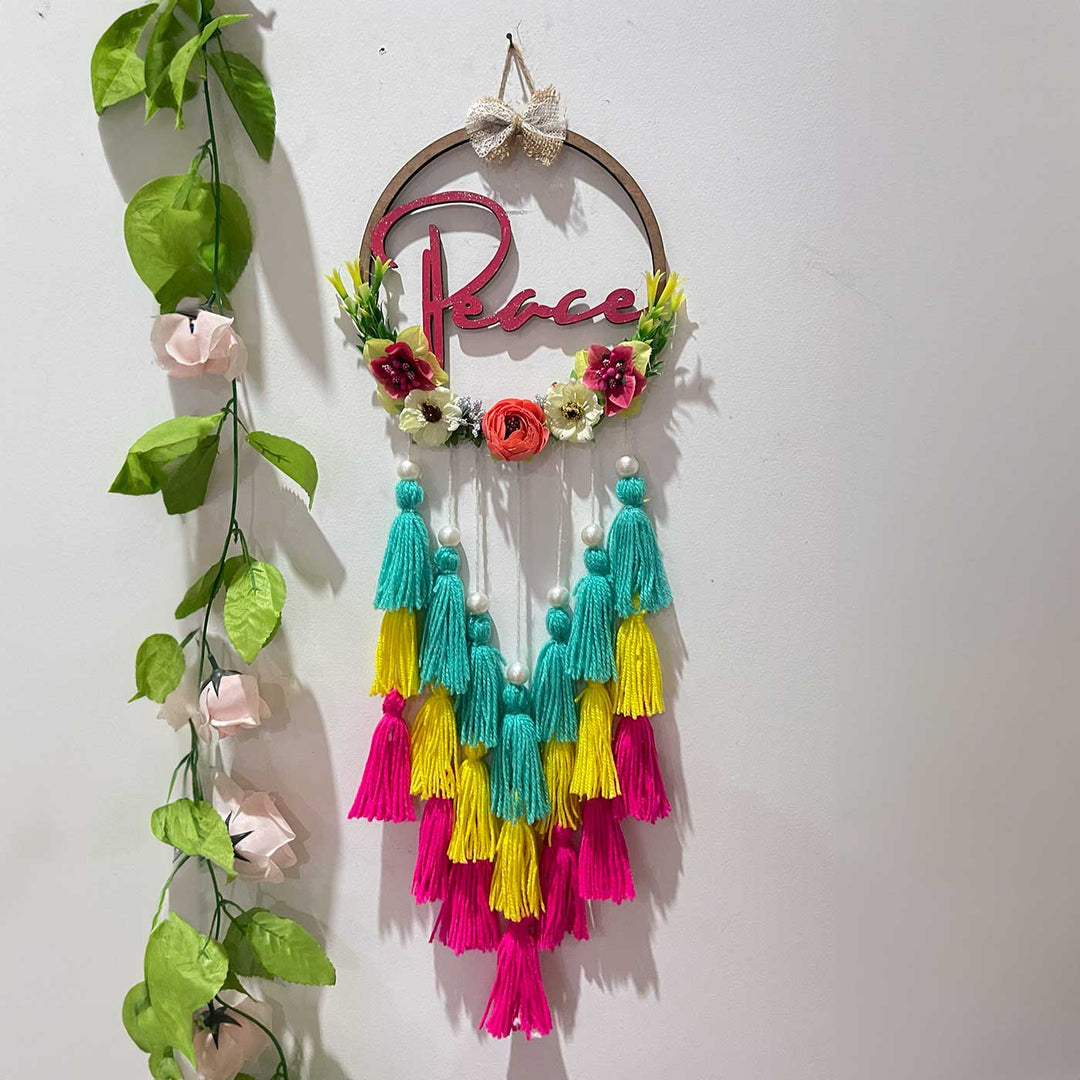 Personalized Flowers Themed Mdf Wood Kids Name Plate - Hanging on Wall Next to Garland