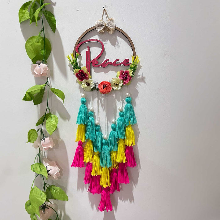 Personalized Flowers Themed Mdf Wood Kids Name Plate - Hanging on Wall Next to Garland