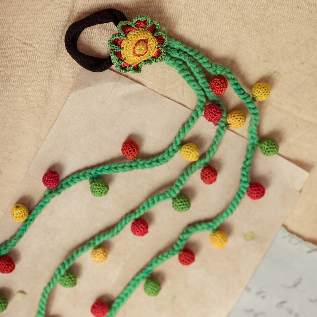 Handmade Crochet Guncha Multicolored Bead Parandi