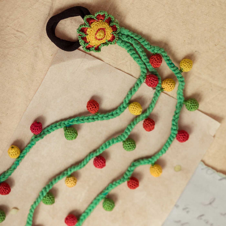 Handmade Crochet Guncha Multicolored Bead Parandi