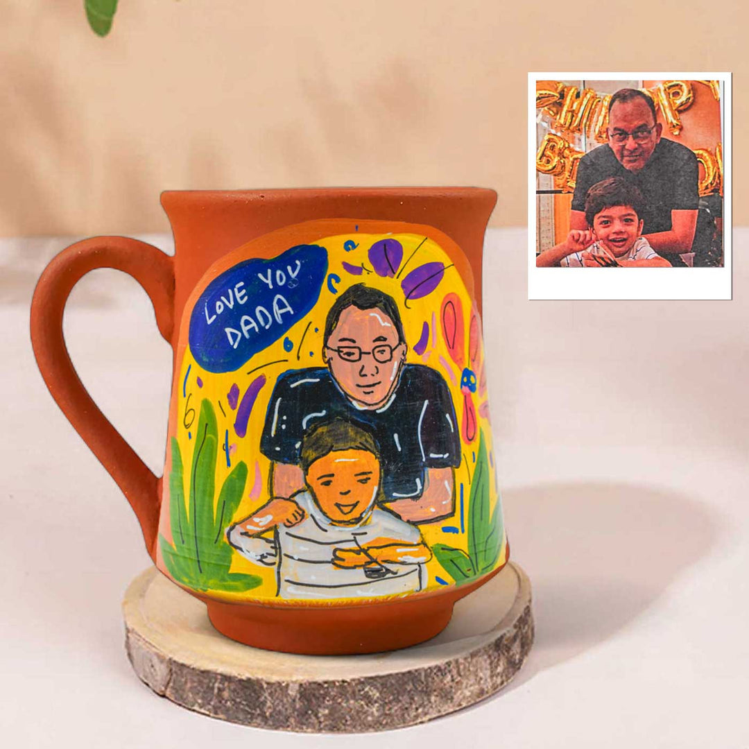 Photo Personalized Hand-Painted Sundae Design Terracotta Mug