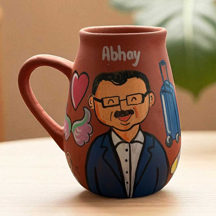 Handpainted Photo Personalized Hobby Theme Clay Mug With Doodles