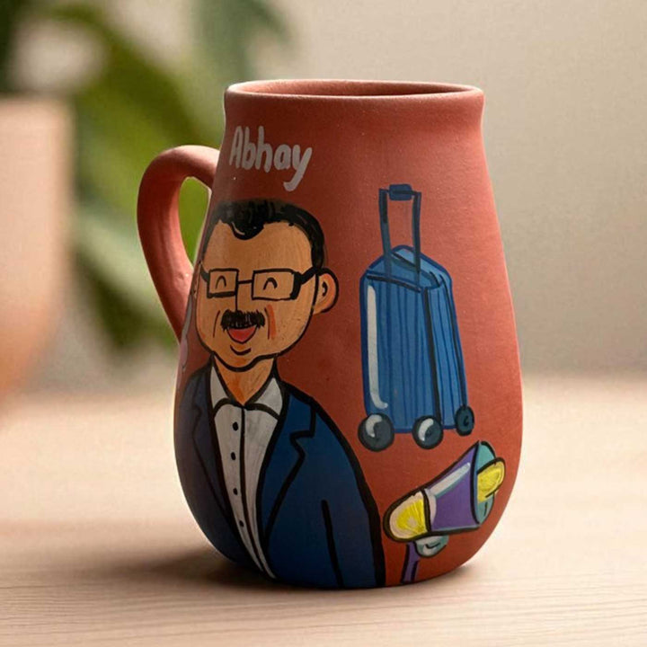 Handpainted Photo Personalized Hobby Theme Clay Mug With Doodles