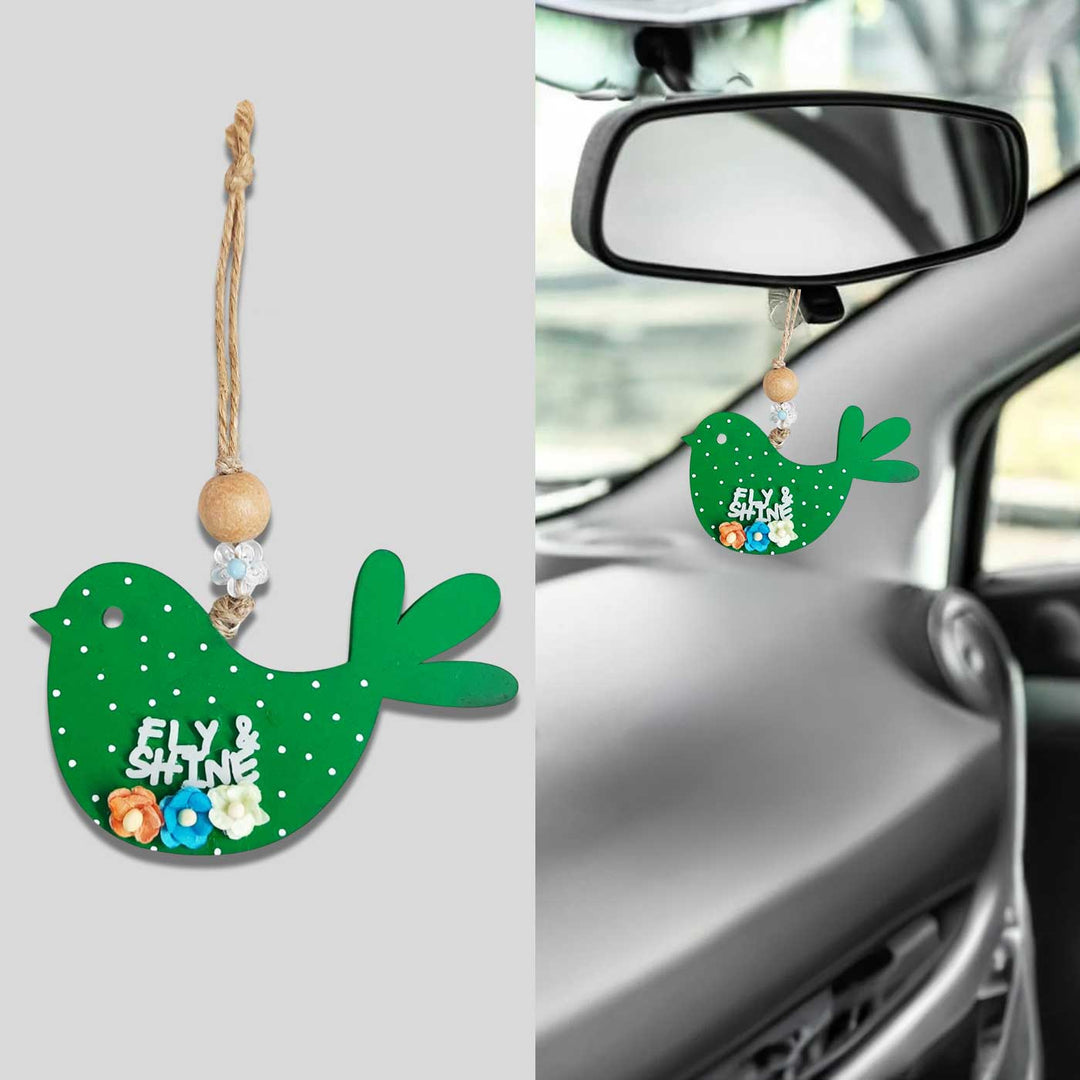 Hand-Painted Fly & Shine Theme MDF Wood Car Hanging