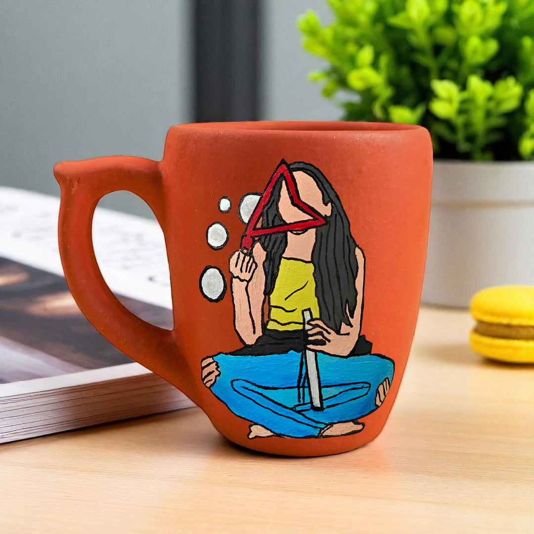 Photo Personalized Hand-Painted Happy Girl Theme Terracotta Mug