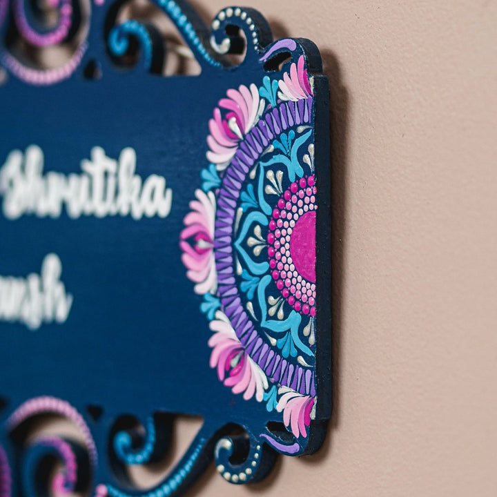 Handcrafted Dot Art Rectangular Cutwork Name Plate 1 - Side View Showing Edge Detail