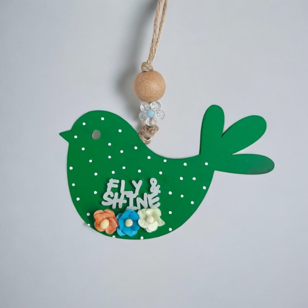 Hand-Painted Fly & Shine Theme MDF Wood Car Hanging