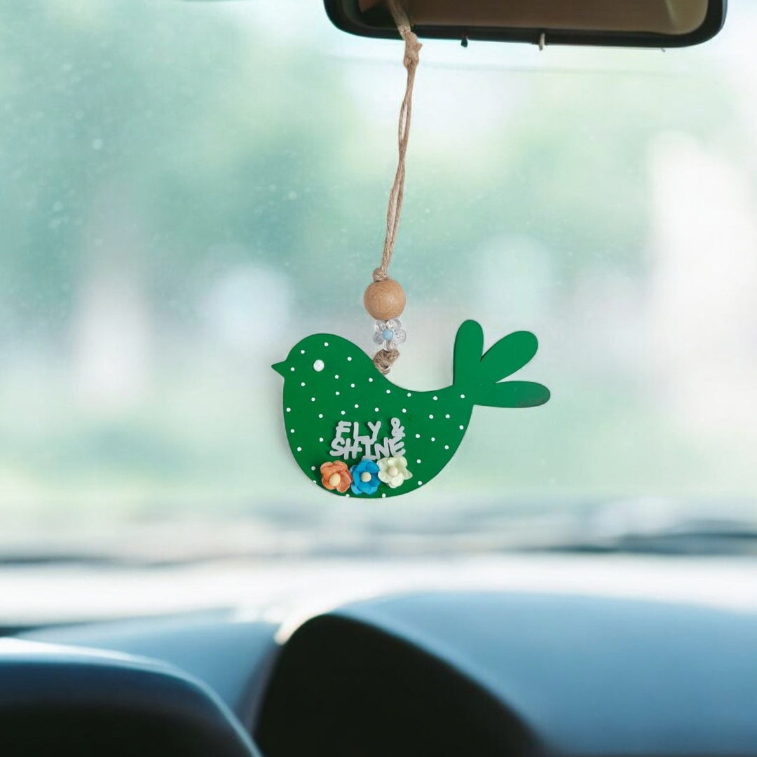 Hand-Painted Fly & Shine Theme MDF Wood Car Hanging
