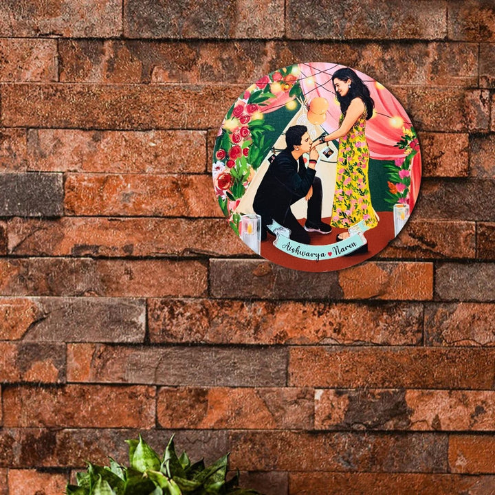 Photo Caricature Name Plate With Stand For Proposal - Mounted on Brick Wall Display